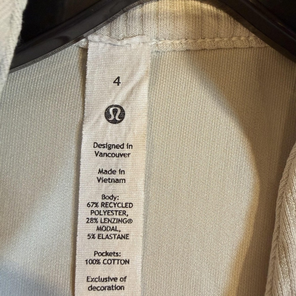 Lululemon Jacket Womens 4 Beige Ribbed Knit Open Front Relaxed Modal LW3GS7S - Picture 3 of 12